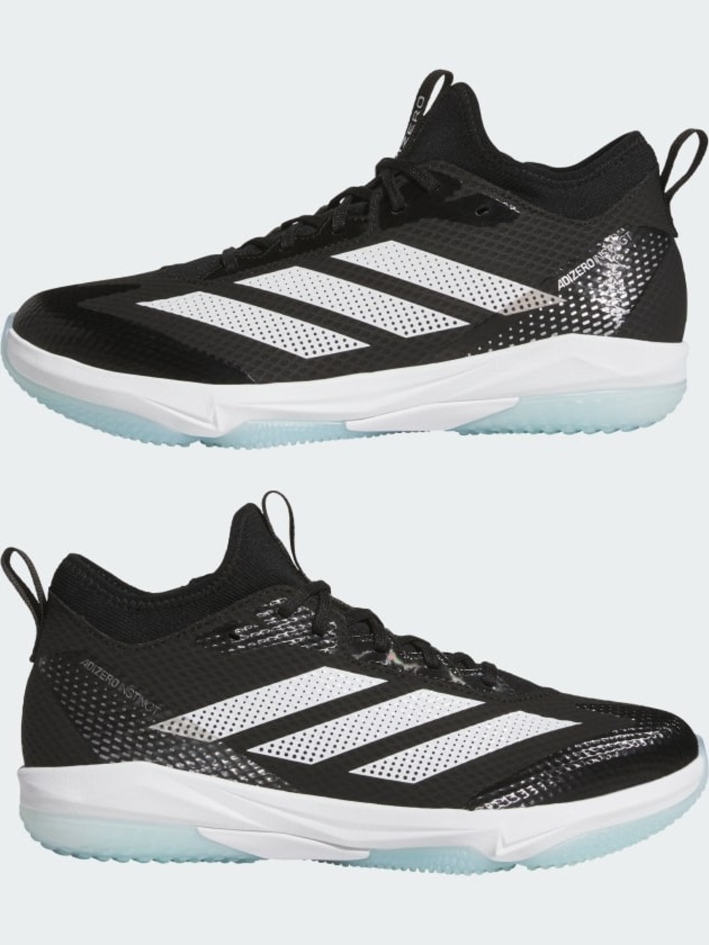 ADIDAS ADIZERO BLACK & WHITE LIGHTWEIGHT INSTINCT TURF SOFTBALL SHOES 2.0